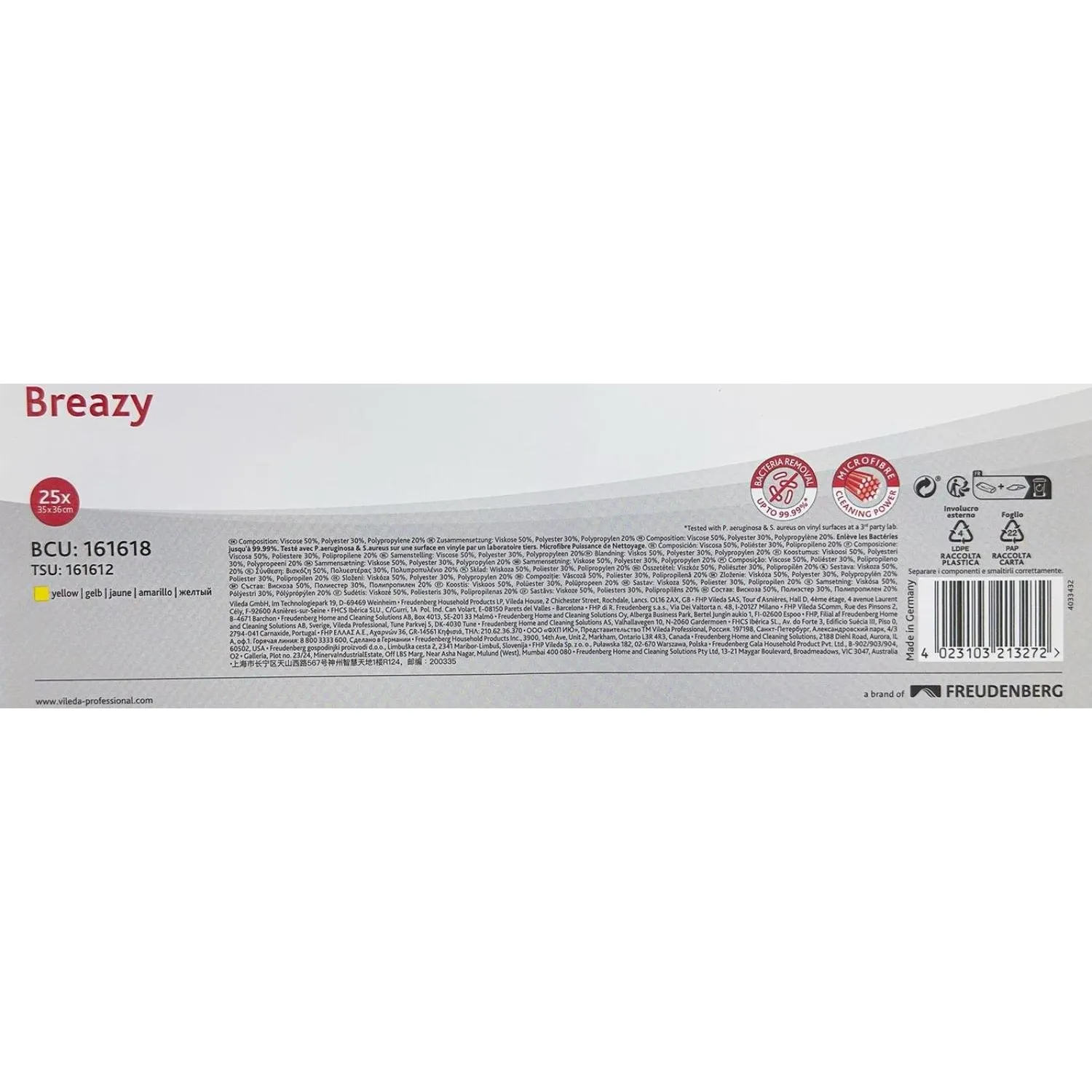 Салфетки хозяйственные Vileda Бризи 36х35см желтые 25шт/уп 161618 Салфетки хозяйственные Vileda Бризи 36х35см желтые 25шт/уп 161618 - фото 4