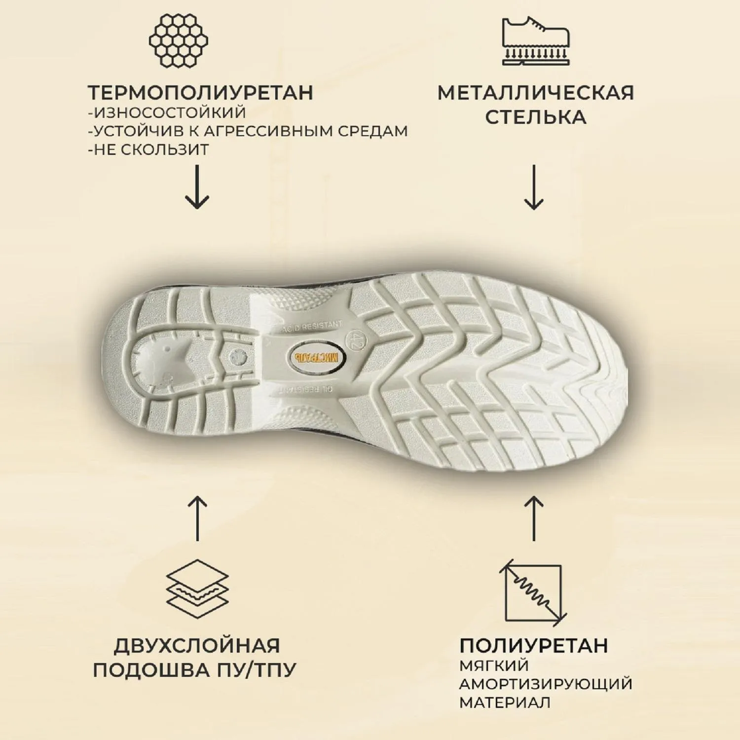 Полуботинки с перфор (сандалии) Мистраль ULTRA ПУ/ТПУ с ПП и АС р.40 SJ4000 - фото 3