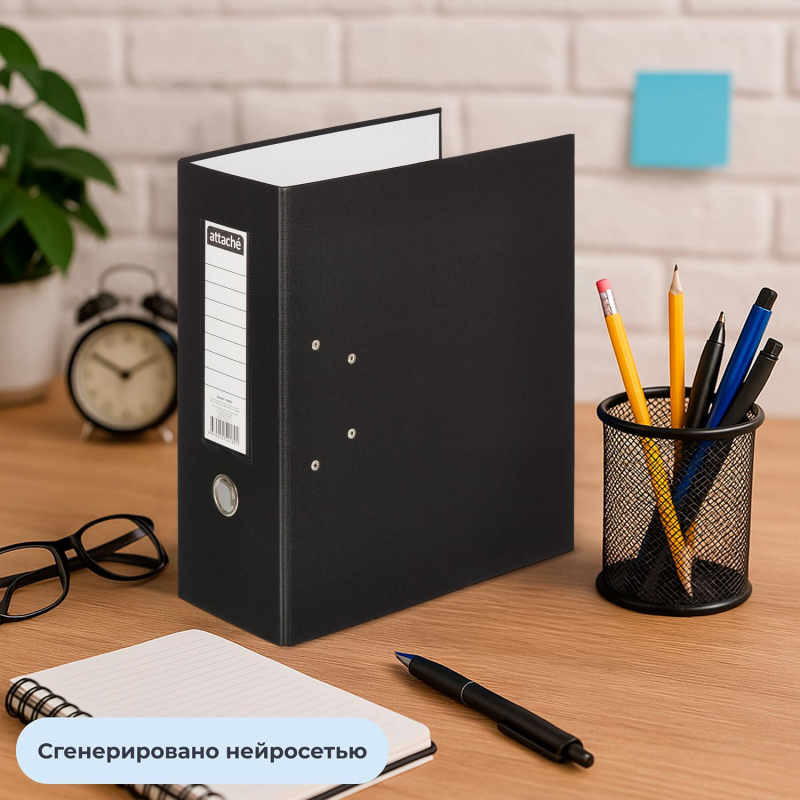 Папка-регистратор с ароч.мех. PVC без мет/уг 125мм черная,ПБП1,карм.кор - фото 12