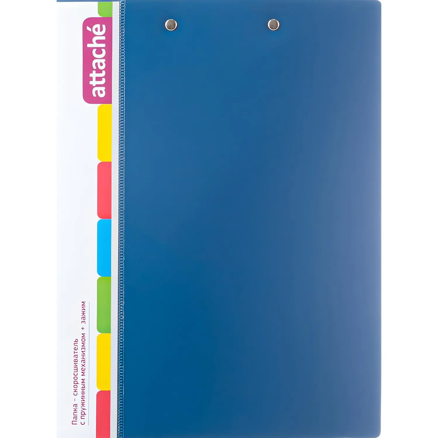 Скоросшиватель пластиковый с пружин.мех.+зажим Attache,0.7 мм, синий - фото 2