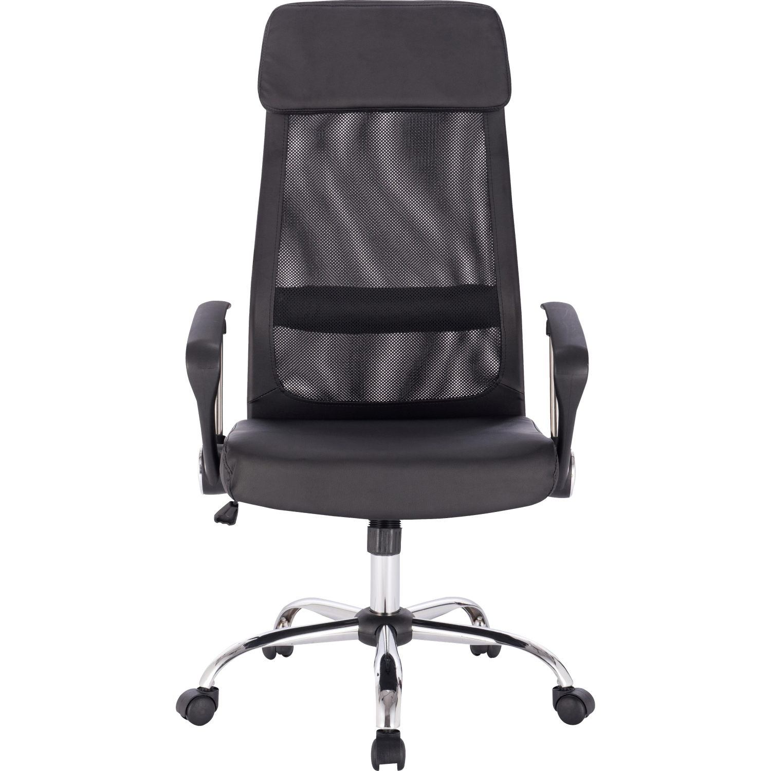 Кресло BN_Sp_EChair-589 TPU сетка/кожзам черный, хром - фото 2