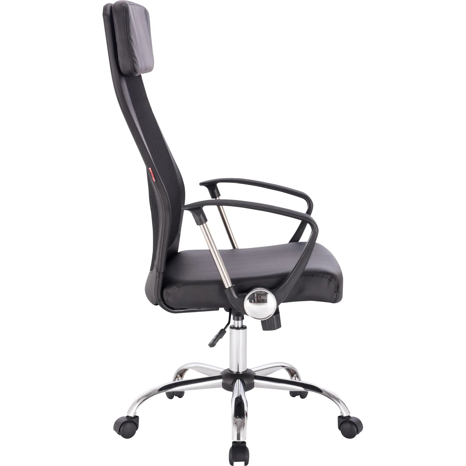 Кресло BN_Sp_EChair-589 TPU сетка/кожзам черный, хром - фото 6