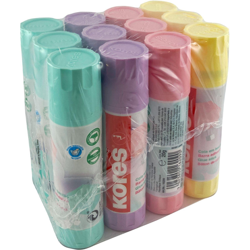 Клей-карандаш 20г Kores Pastel ассорти:розовый, желтый, фиолетовый ,мятный - фото 10