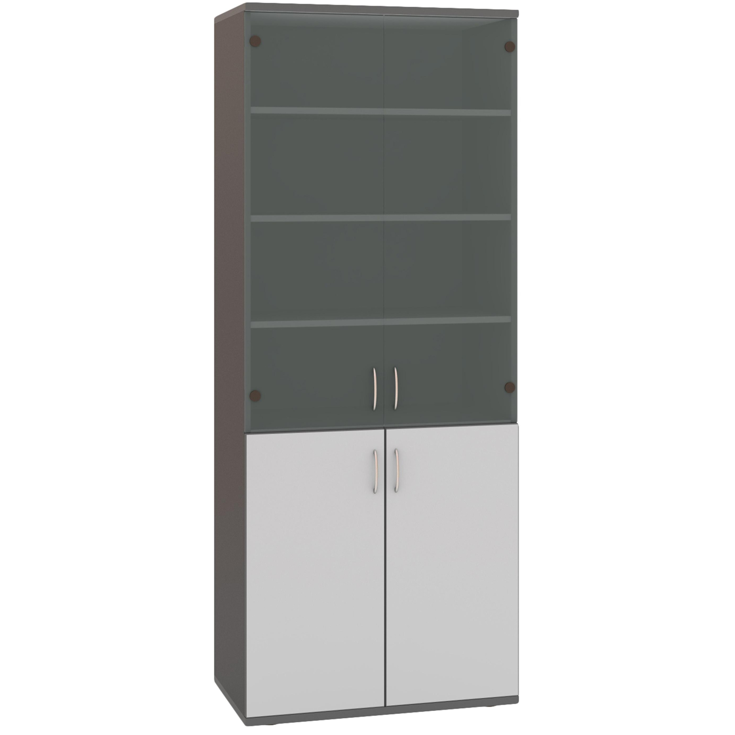 Шкаф SH_Стратегия   со стеклом выс.S75 (51821) серый - фото 1