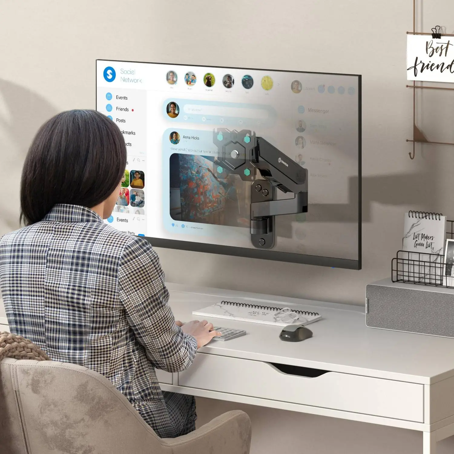 Кронштейн Onkron G150, TV 13-34, газлифт, настенный, наклонно-поворотн, чер - фото 11