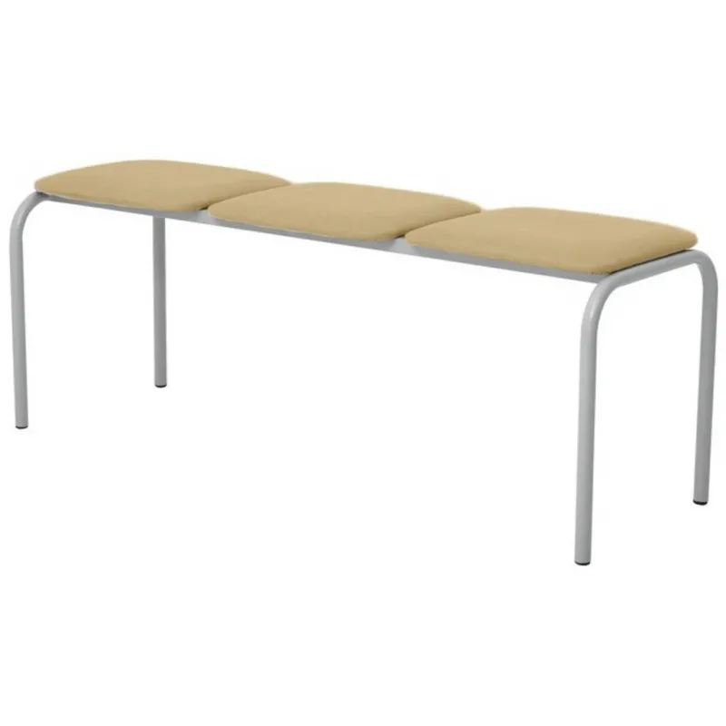 Банкетка UD_с раздел.сид.Твист каркас металл 9006М, к/з беж - фото 1