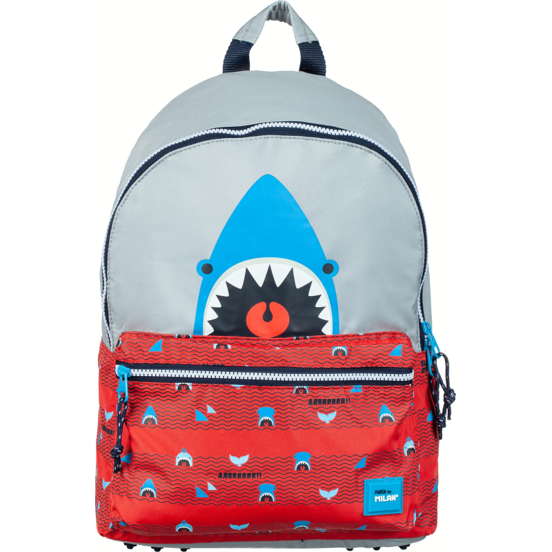 Рюкзак школьный Milan Shark Attack красно-серый, 41х30х18 см,624605SRT - фото 1