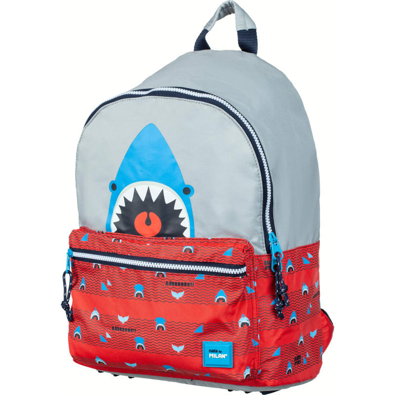 Рюкзак школьный Milan Shark Attack красно-серый, 41х30х18 см,624605SRT - фото 3