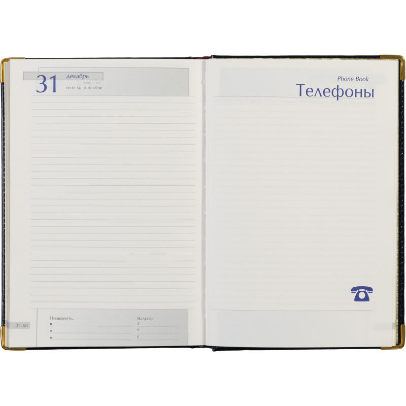 Ежедневник полудатированный кожа,синий,А5,145х216,208л, IMPERIUM 3-023/121 - фото 21