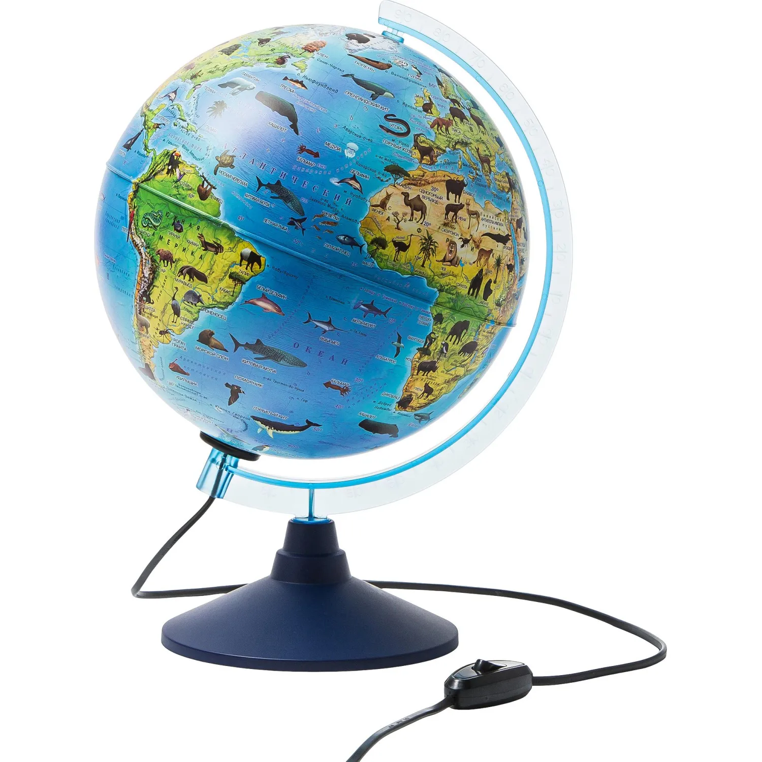 Глобус интерактивный зоогеографич с подсветк. и VR очками,250мм,INT12500306 - фото 1