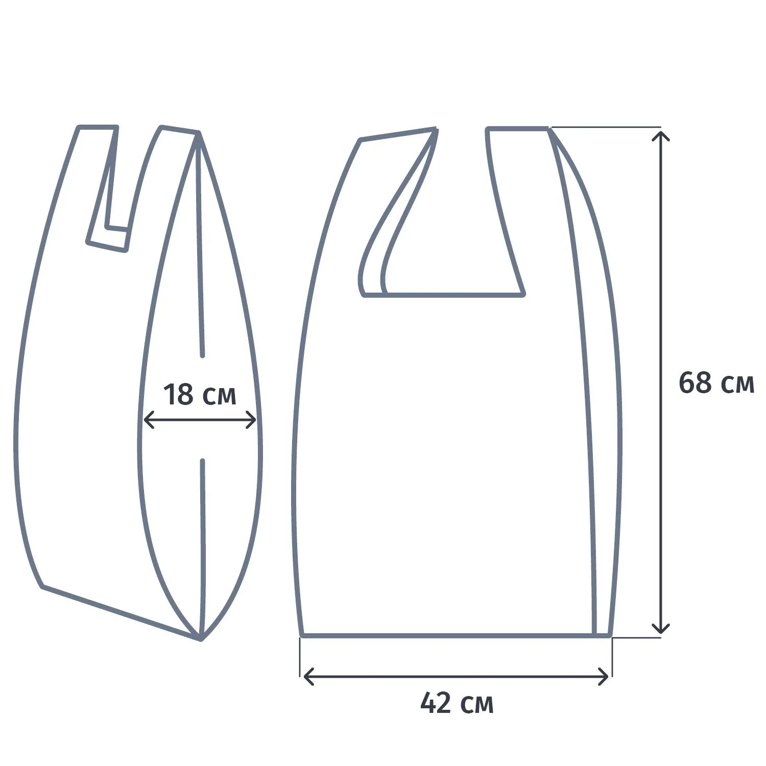 Пакет-майка  ПНД, 42+18x68см, зеленый, 35 мкм, 50 шт./уп - фото 3