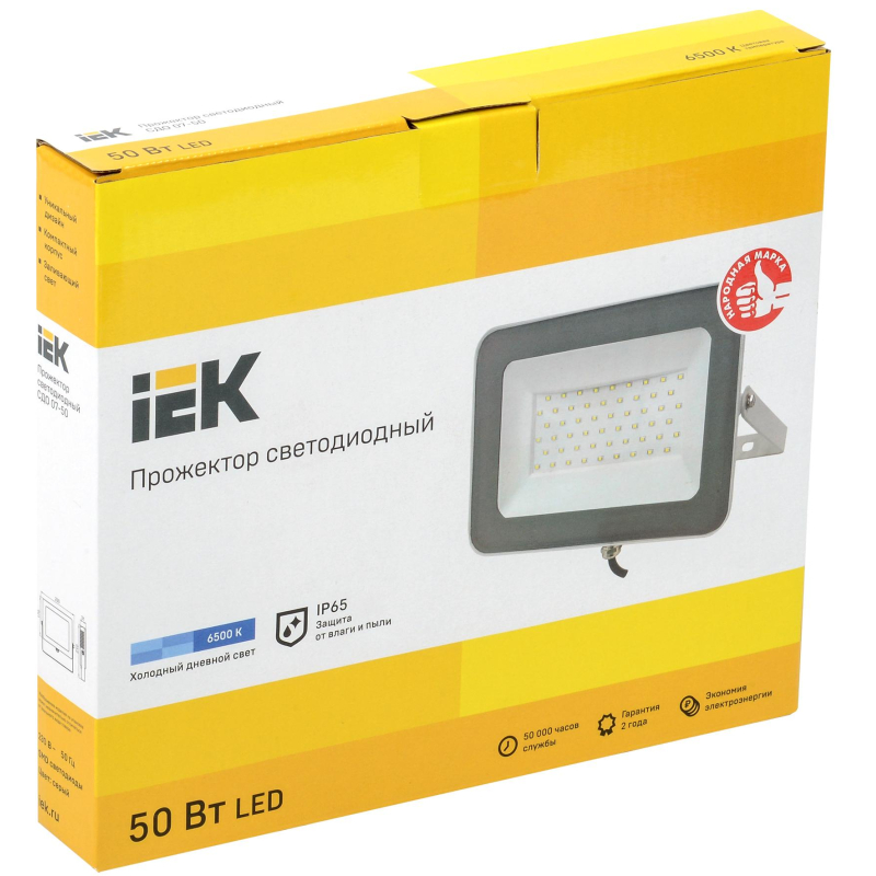 Прожектор светодиодный IEK 50Вт IP65 6500К сер. ИЭК LPDO701-50-K03 - фото 2