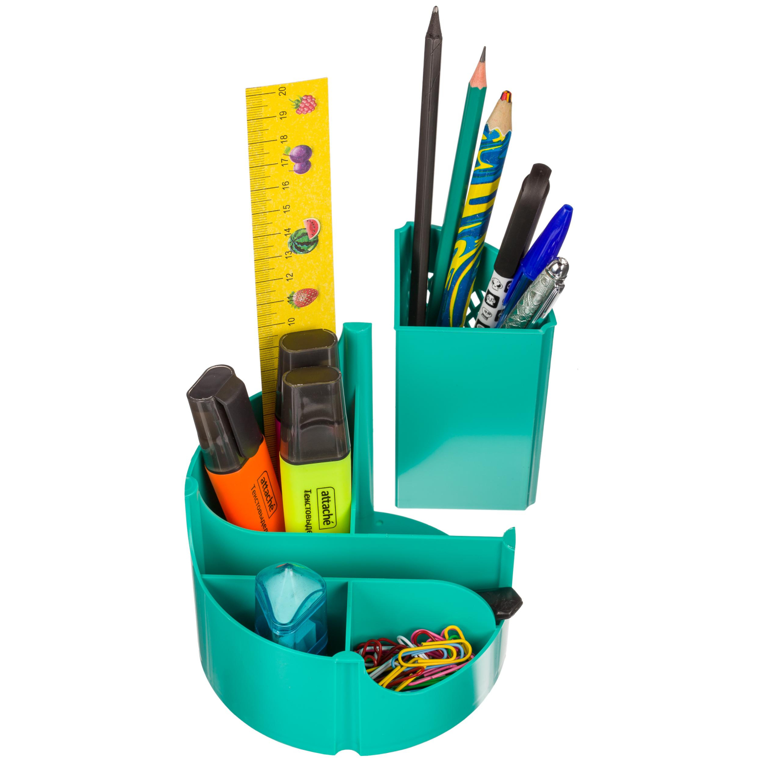 Подставка-органайзер д/канц.мелочей Attache office 6отд вращающаяся бирюз - фото 2