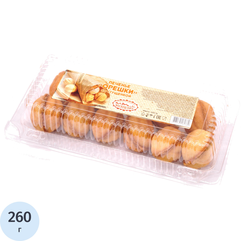 Печенье Орешки с начинкой вареная сгущенка Московсвитс, 260г - фото 1