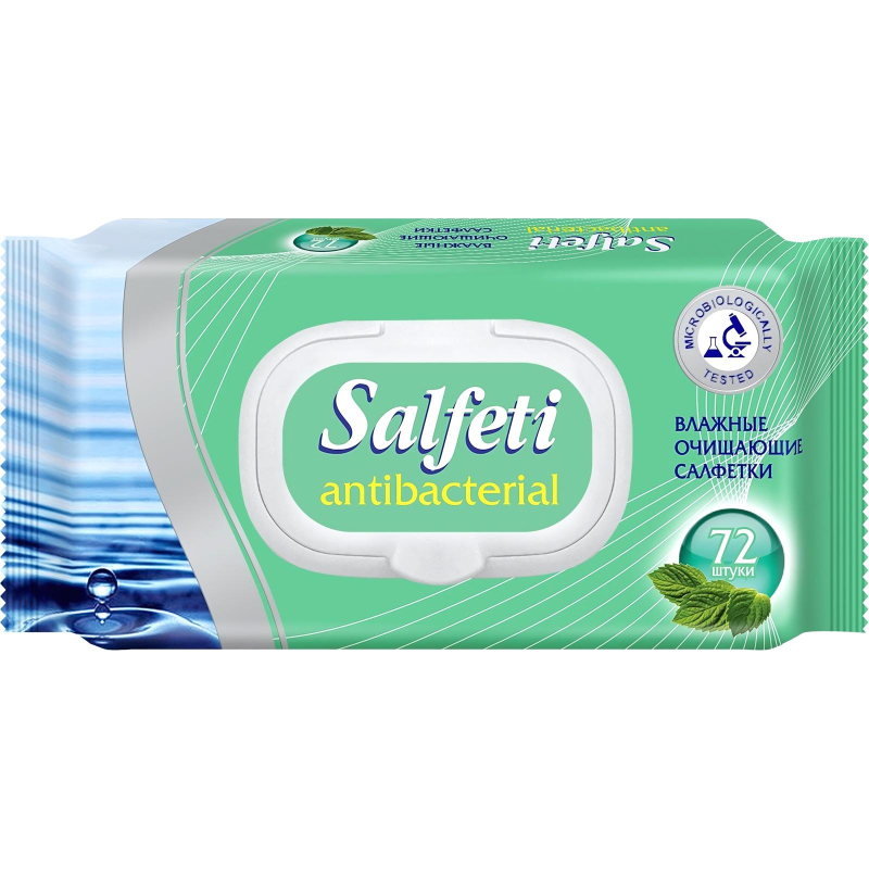 Салфетки влажные Salfeti Antibac 72шт/уп антибактериальные с клапаном 48397 - фото 1