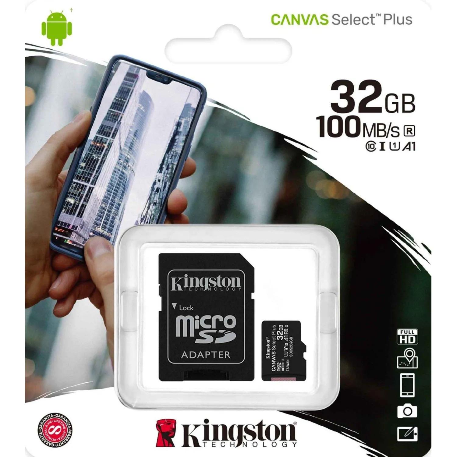 Карта памяти Kingston Canvas Select Plus microSDHC UHS-I +ад, SDCS2/32Gb - фото 3