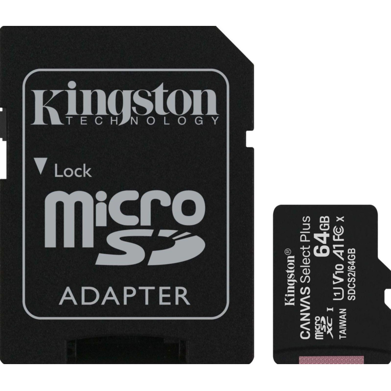 Карта памяти Kingston Canvas Select Plus microSDXC UHS-I +ад, SDCS2/64Gb - фото 1