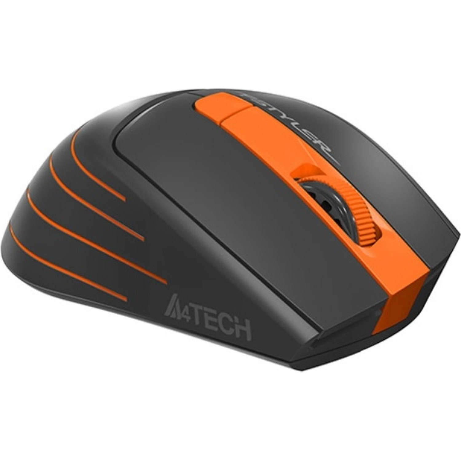 Мышь компьютерная A4 Fstyler FG30, беспроводная, 2000dpi, серый/оранжевый - фото 5