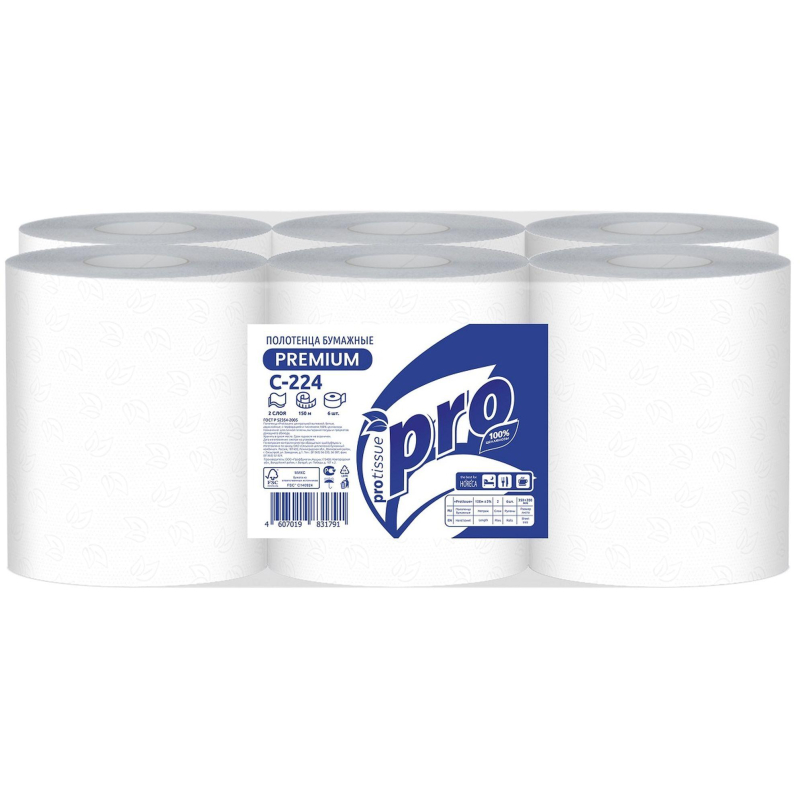 Полотенца бумажные д/дисп. Protissue   ЦВ 2сл.150м 6 рул С224 - фото 4