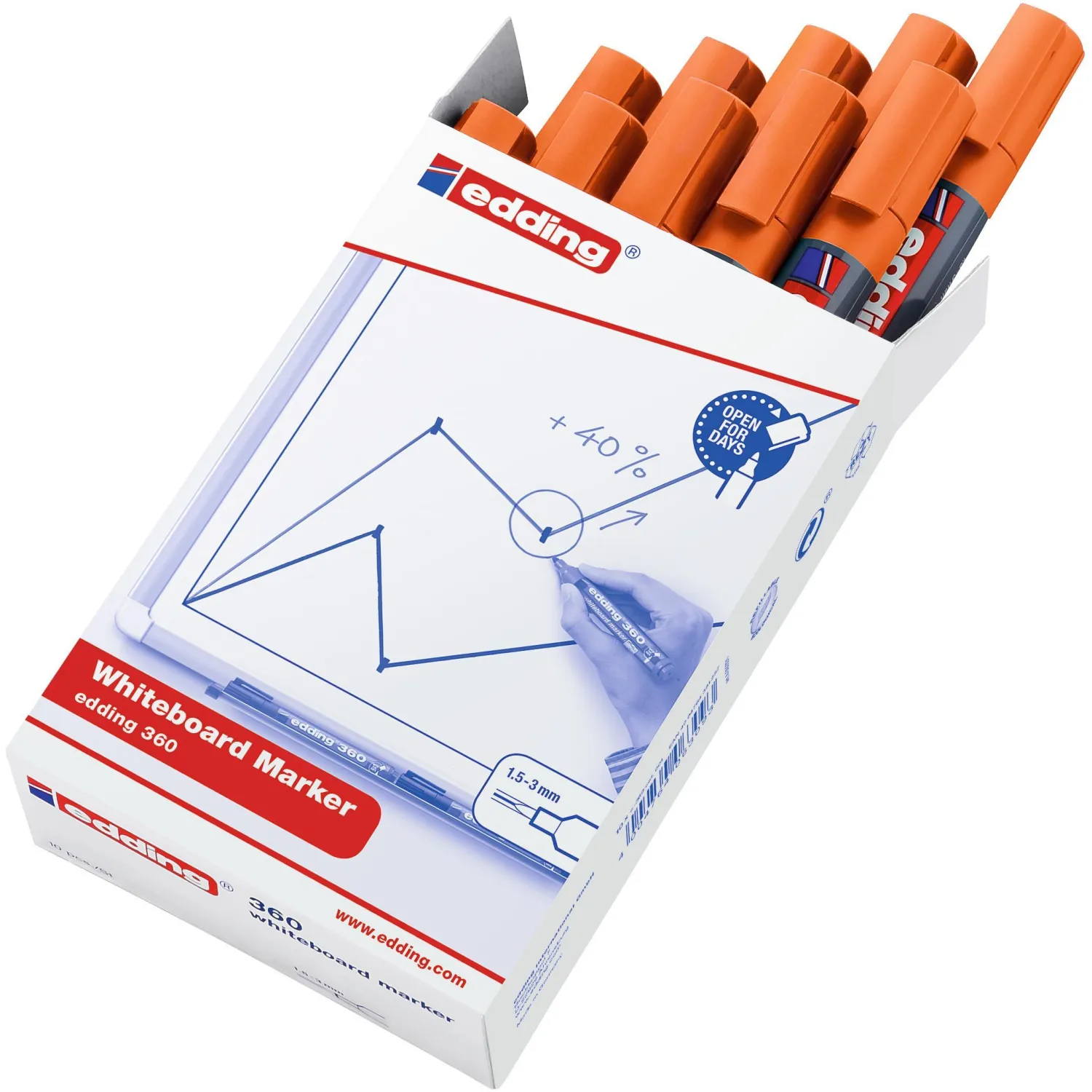 Маркер для белых досок EDDING 360/6 оранжевый 1,5-3 мм - фото 3