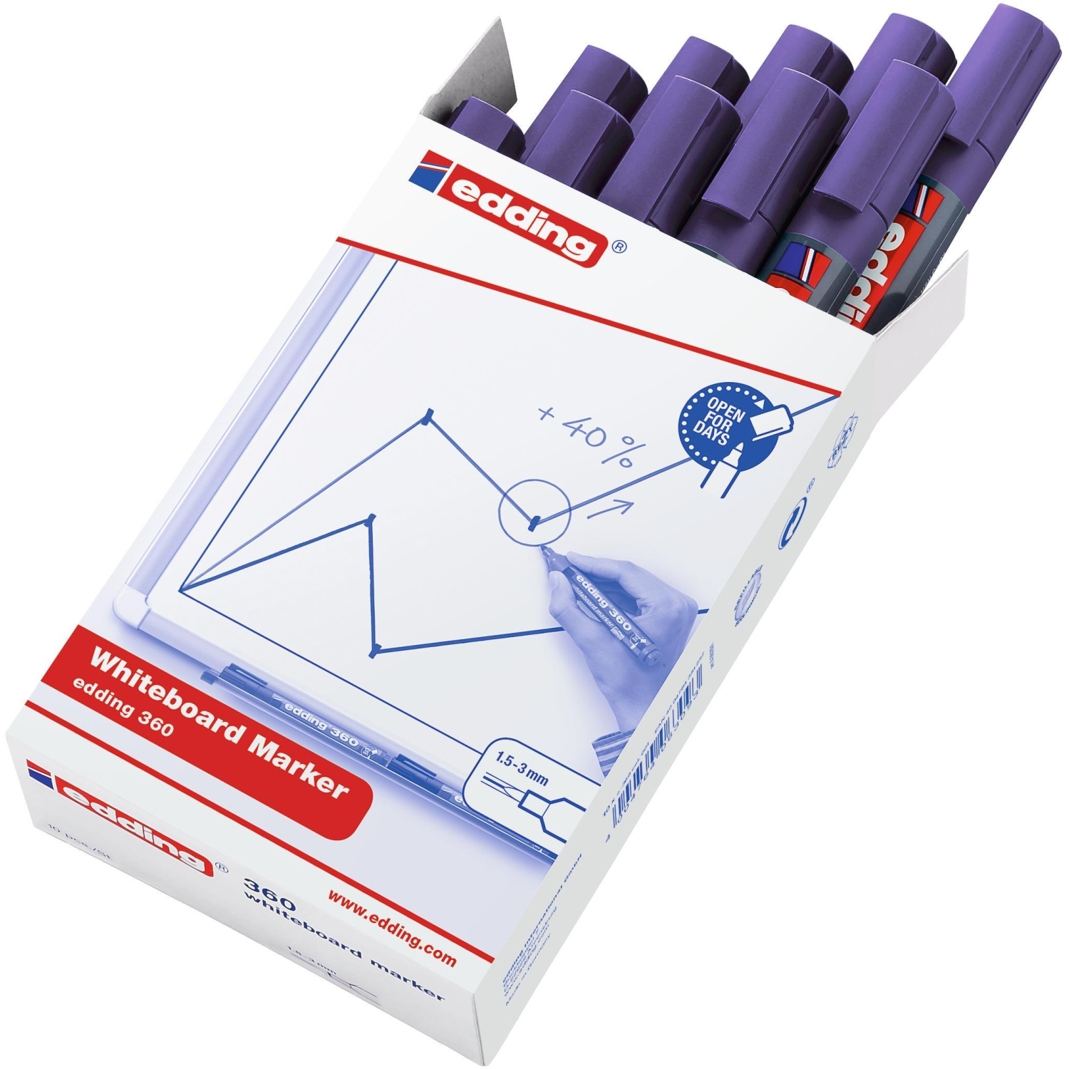 Маркер для белых досок EDDING 360/8 фиолетовый 1,5-3 мм - фото 2