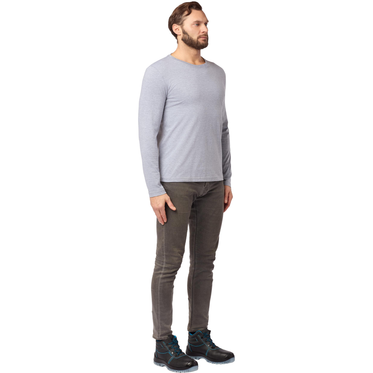 Футболка (160 г.) с длинным рукавом сер.(XXL) - фото 4