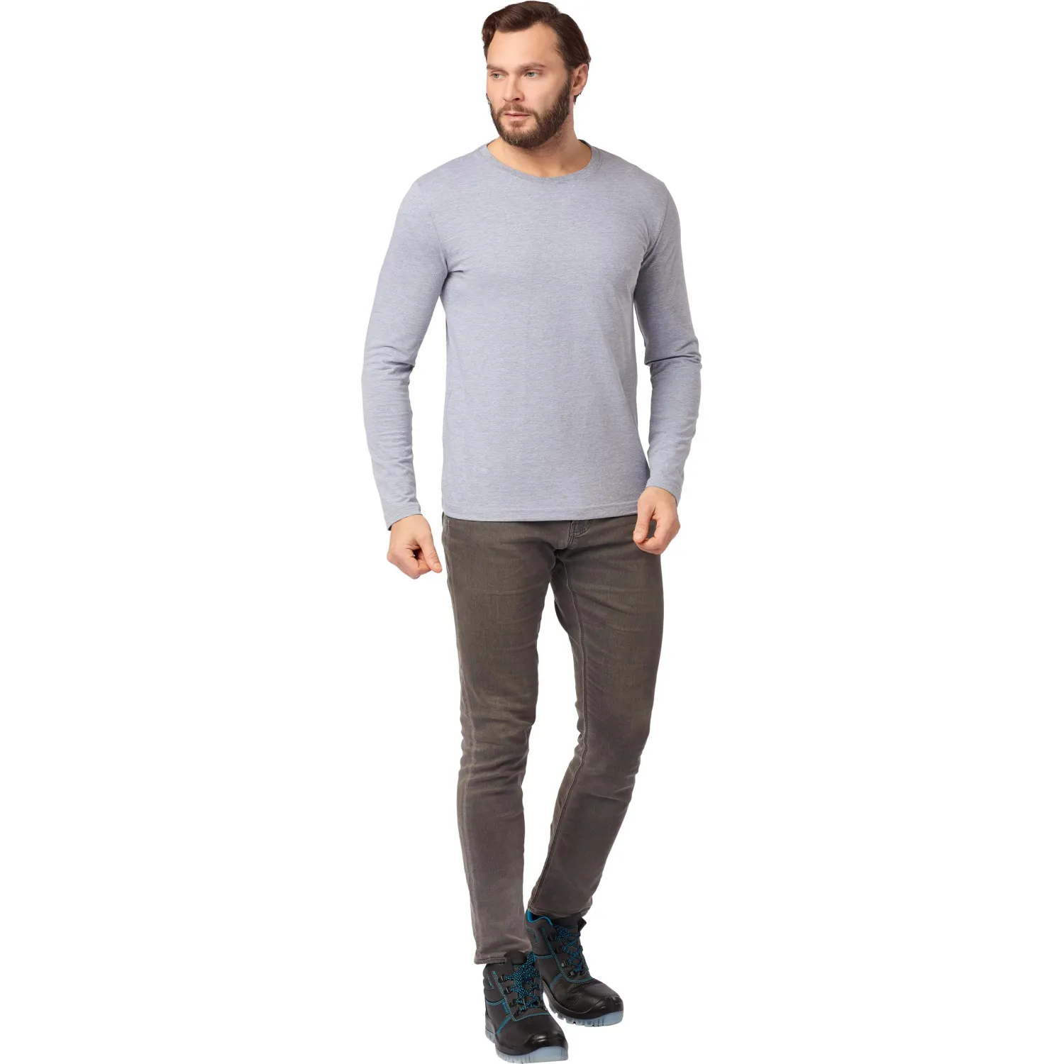 Футболка (160 г.) с длинным рукавом сер.(XXL) - фото 6