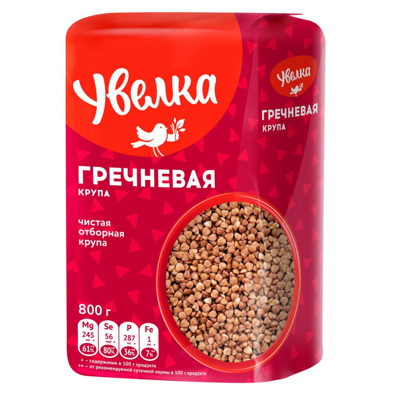 Гречка крупа Увелка ядрица отборная Экстра, 800 г - фото 1