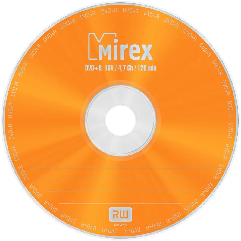 Носители информации DVD+R, 16x, Mirex, Cake/50, UL130013A1B - фото 1