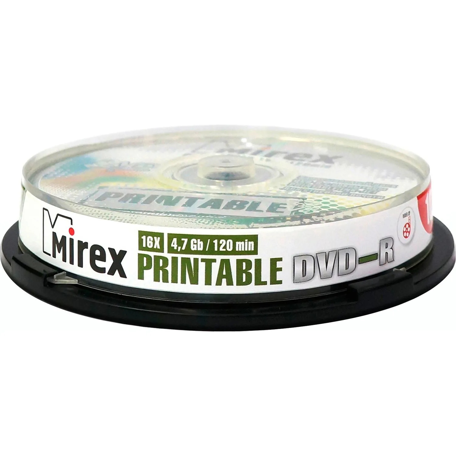 Носители информации DVD-R Printable, 16x, Mirex, Cake/10, UL130028A1L - фото 2