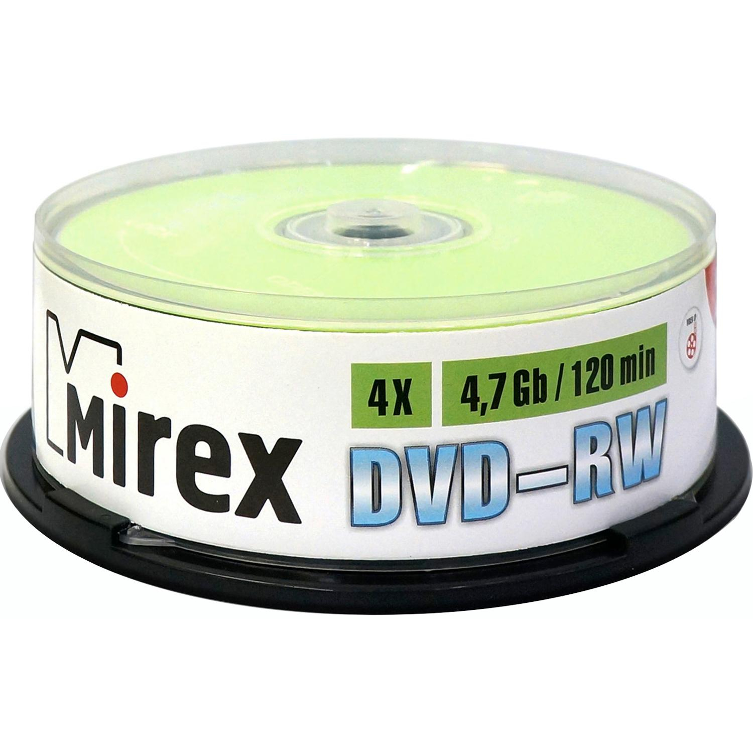 Носители информации DVD-RW, 4x, Mirex, Cake/25, UL130032A4M - фото 2