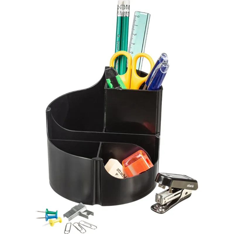 Набор настольный Attache Оптима 14 предметов черн 6 отдел вращающийся - фото 1