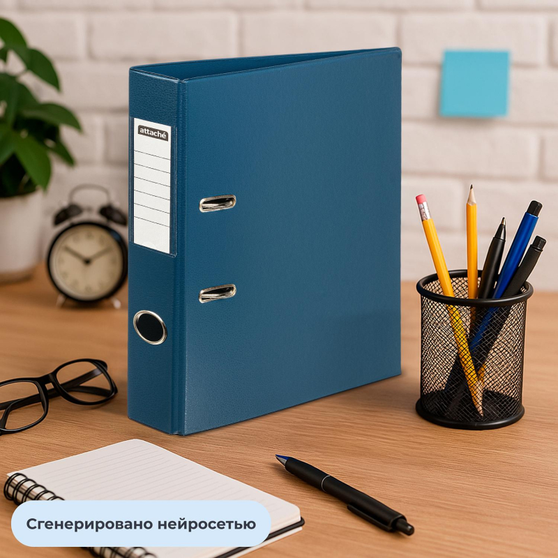 Папка-регистратор Attache с покрытием  ПВХ, 50мм, т.-синий, ПБП2,карм.кор - фото 12