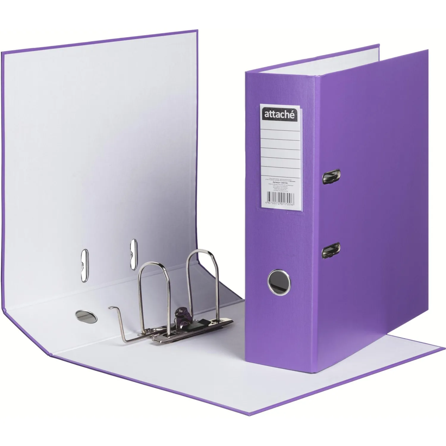 Папка-регистратор с арочн.мехAttacheSelection Экономи 90мм,сире,ПБП1,карм.к - фото 4