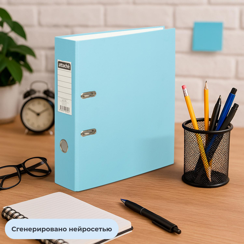 Папка-регистратор ,80 мм Attache Экономи, голубой, ПБП1,карм.кор - фото 12