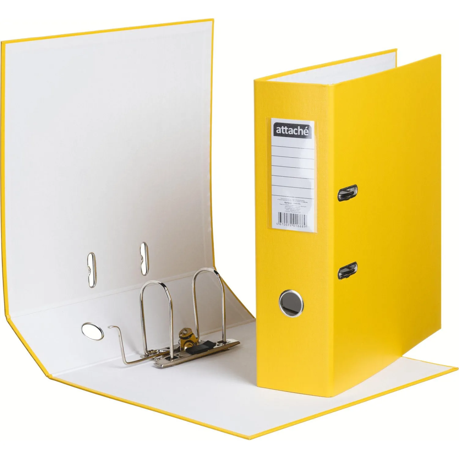 Папка-регистратор с арочн.мехAttacheSelection Экономи 90мм,желт,ПБП1,карм.к - фото 4
