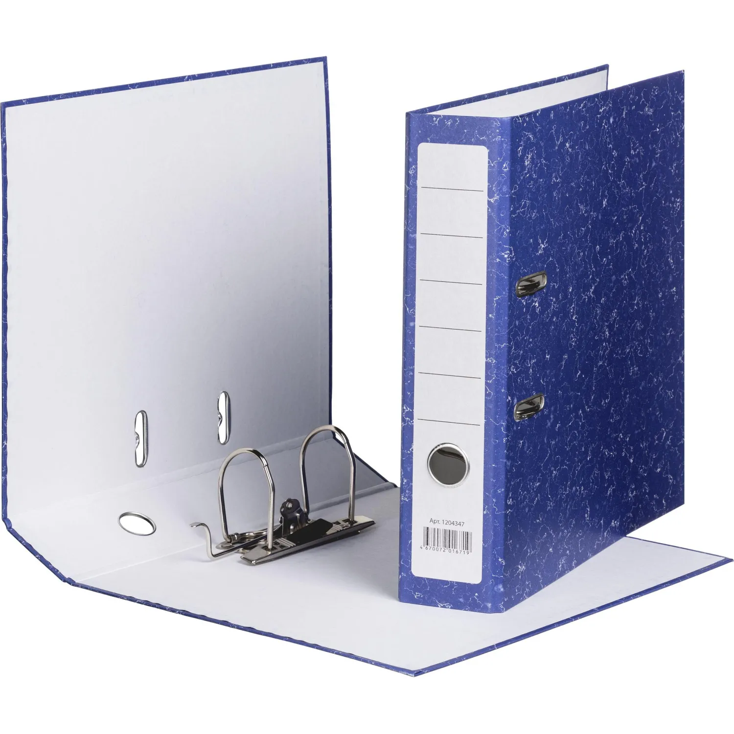 Папка-регистратор без мет.уголка_бюджет 75мм ч/б,син,бум/бум - фото 2