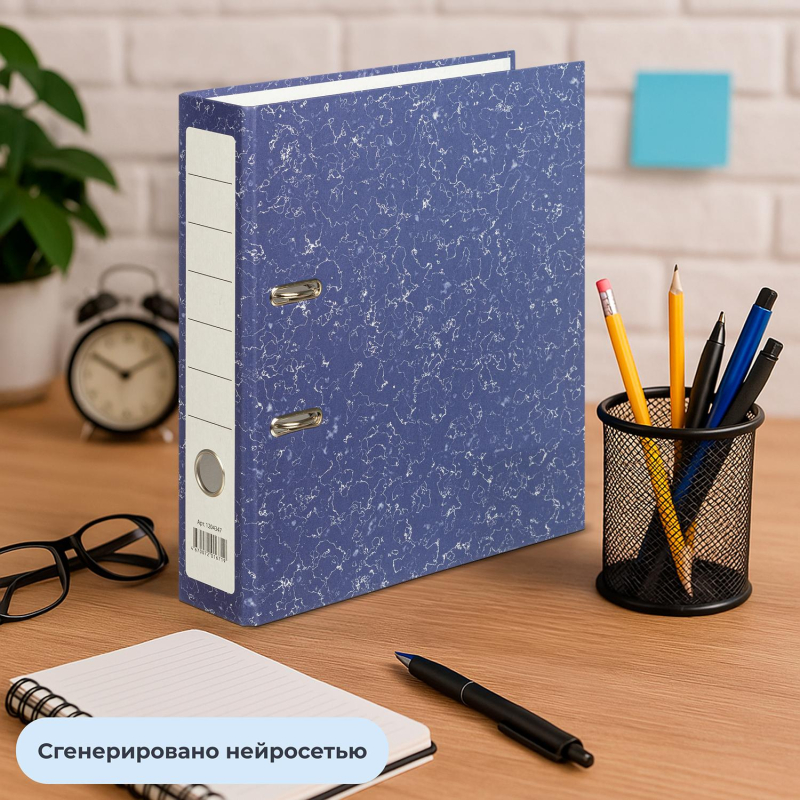 Папка-регистратор AttacheEconomy без мет.уголка_бюджет 75мм ч/б,син,бум/бум - фото 13