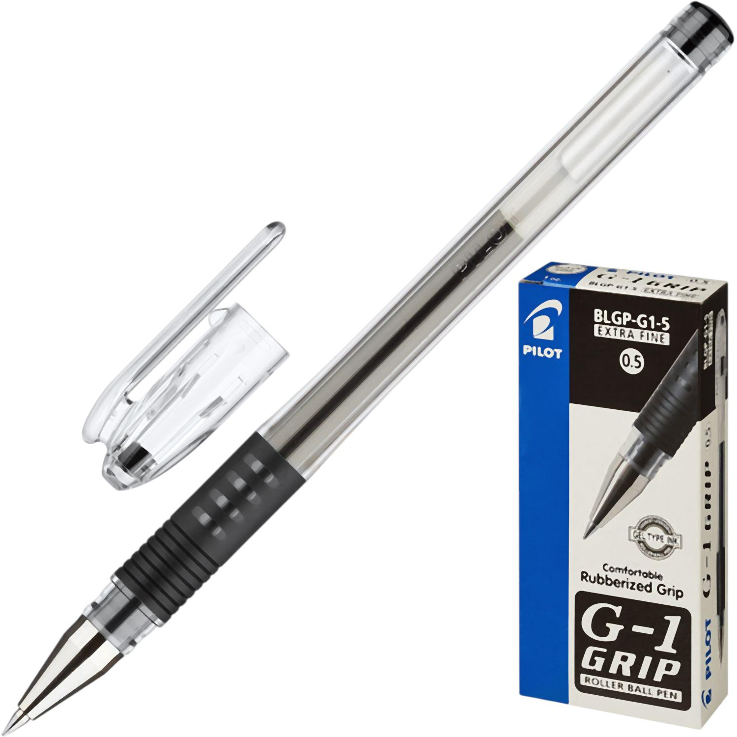 Ручка гелевая неавтомат. PILOT BLGP-G1-5 резин.манжет. черная 0,3мм - фото 2