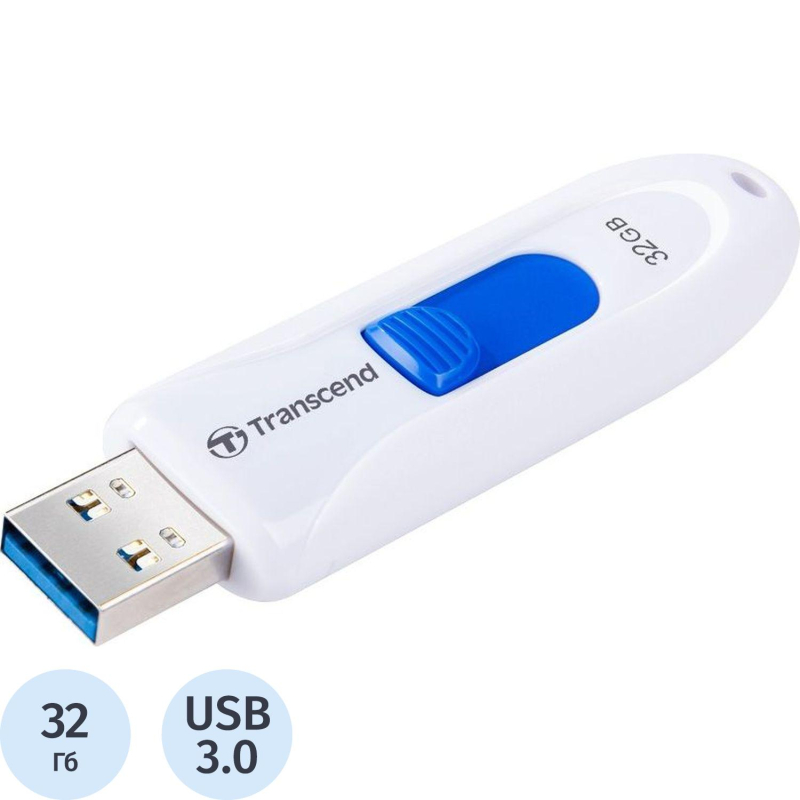 Флеш-память Transcend JetFlash 790, 32Gb, USB 3.1 G1, б/син, TS32GJF790W - фото 1