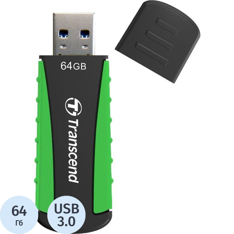 Флеш-память Transcend JetFlash 810, 64Gb, USB 3.1 G1, ч/зел, TS64GJF810 - фото 1