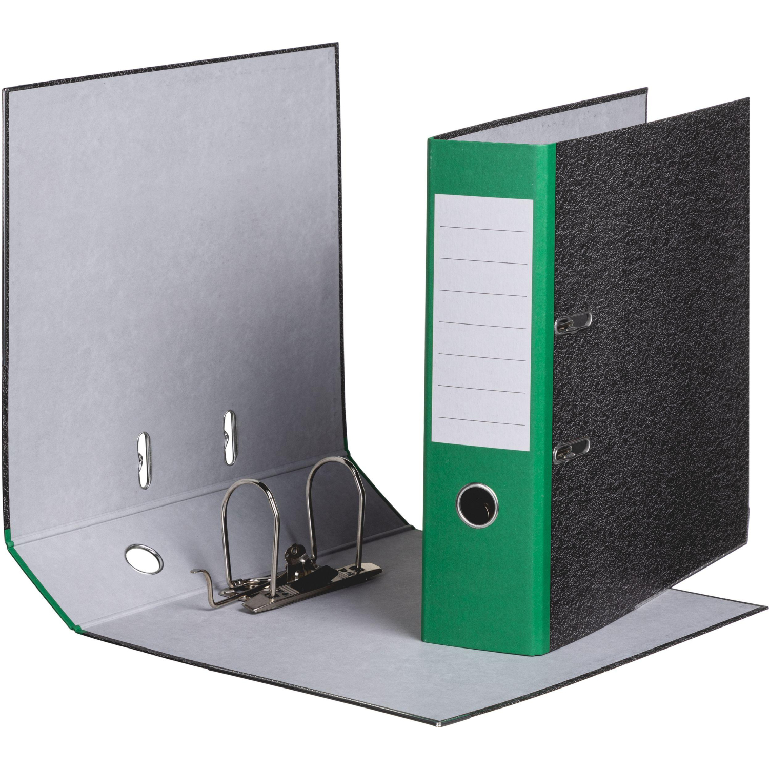 Папка-регистратор  80 мм мрамор с зелым кор,мет.уг.,бум/бум - фото 2