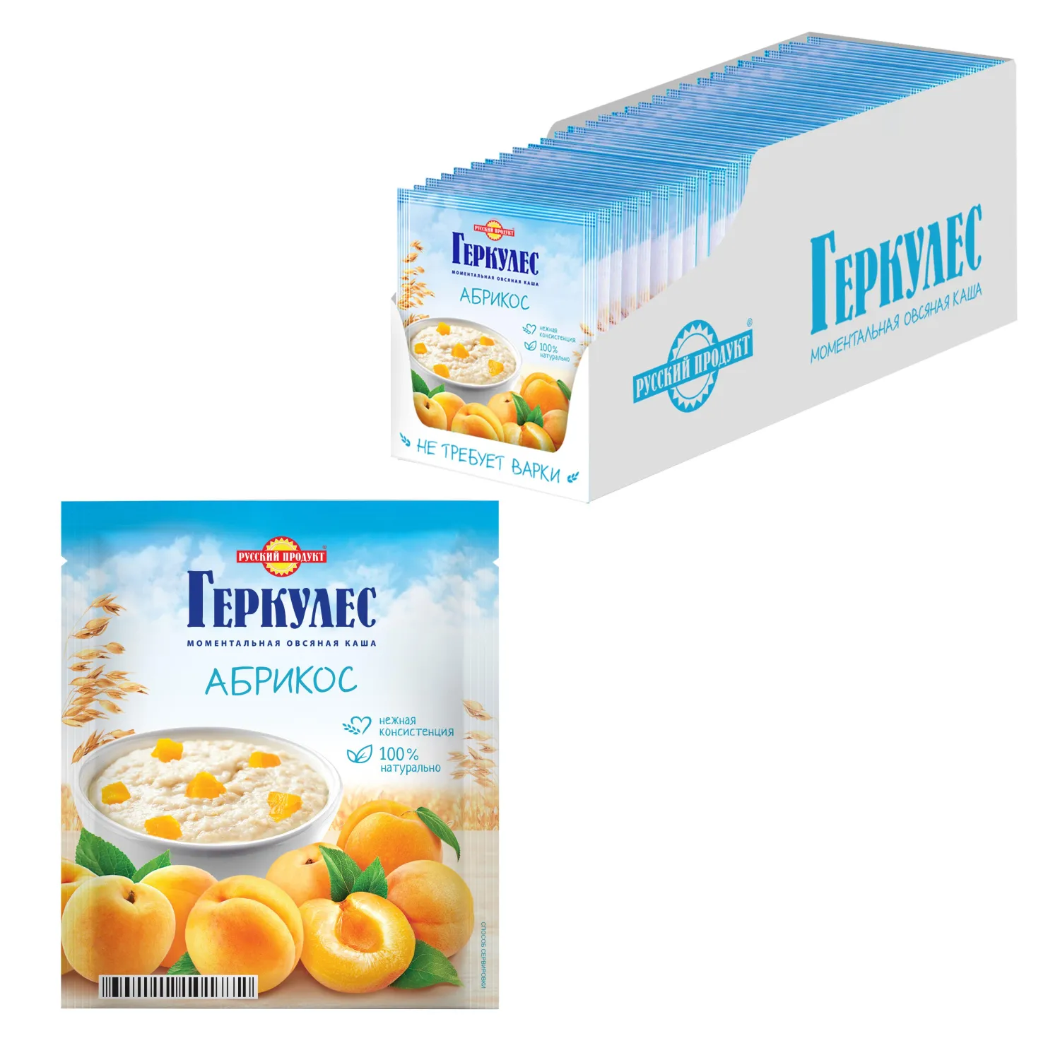 Каша Овсяная Русский Продукт геркулес с абрикосами, 30штх35 г - фото 1