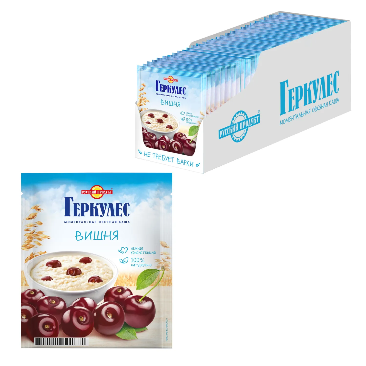 Каша Овсяная Русский Продукт геркулес с вишней, 30штх35 г - фото 1