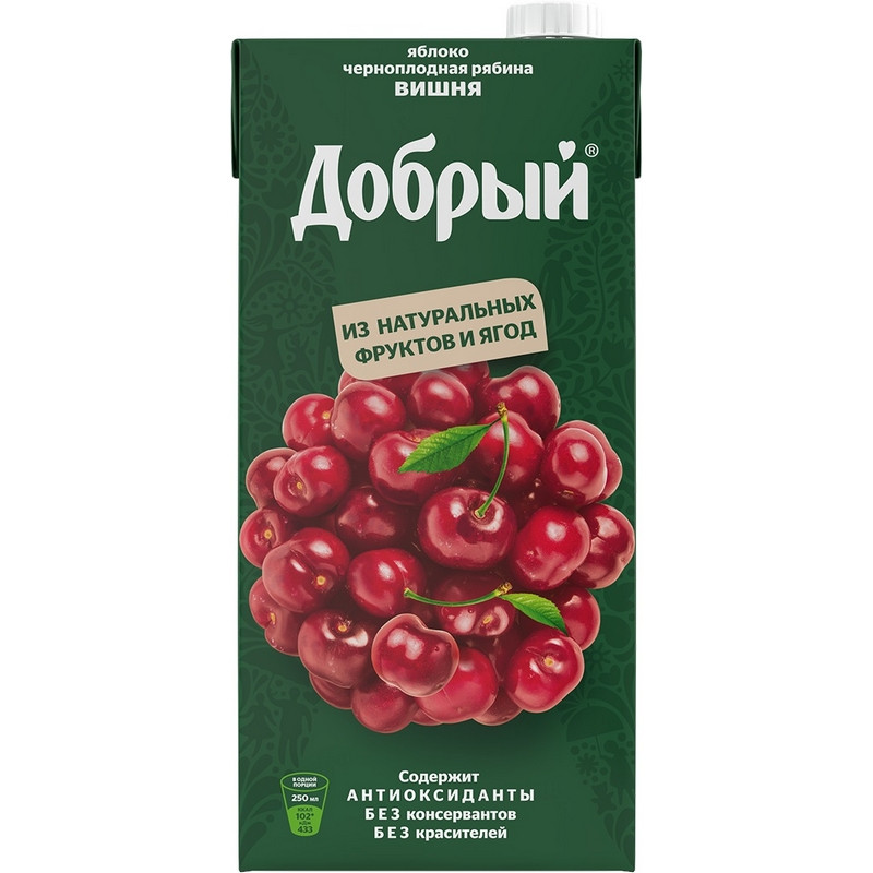 Нектар Добрый Яблоко-черноплодная рябина-вишня 2л - фото 1