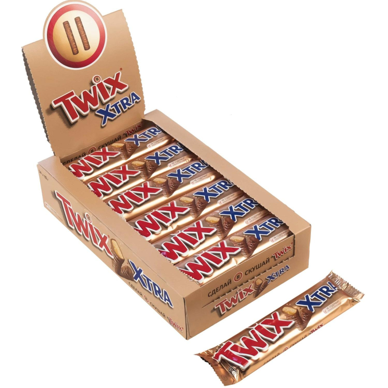 Шоколадный батончик Twix Xtra с карамелью и печеньем, 82г - фото 2