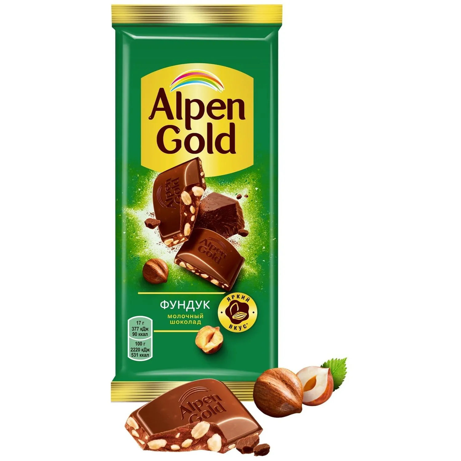 Шоколад молочный ALPEN GOLD  с фундуком 80г - фото 2