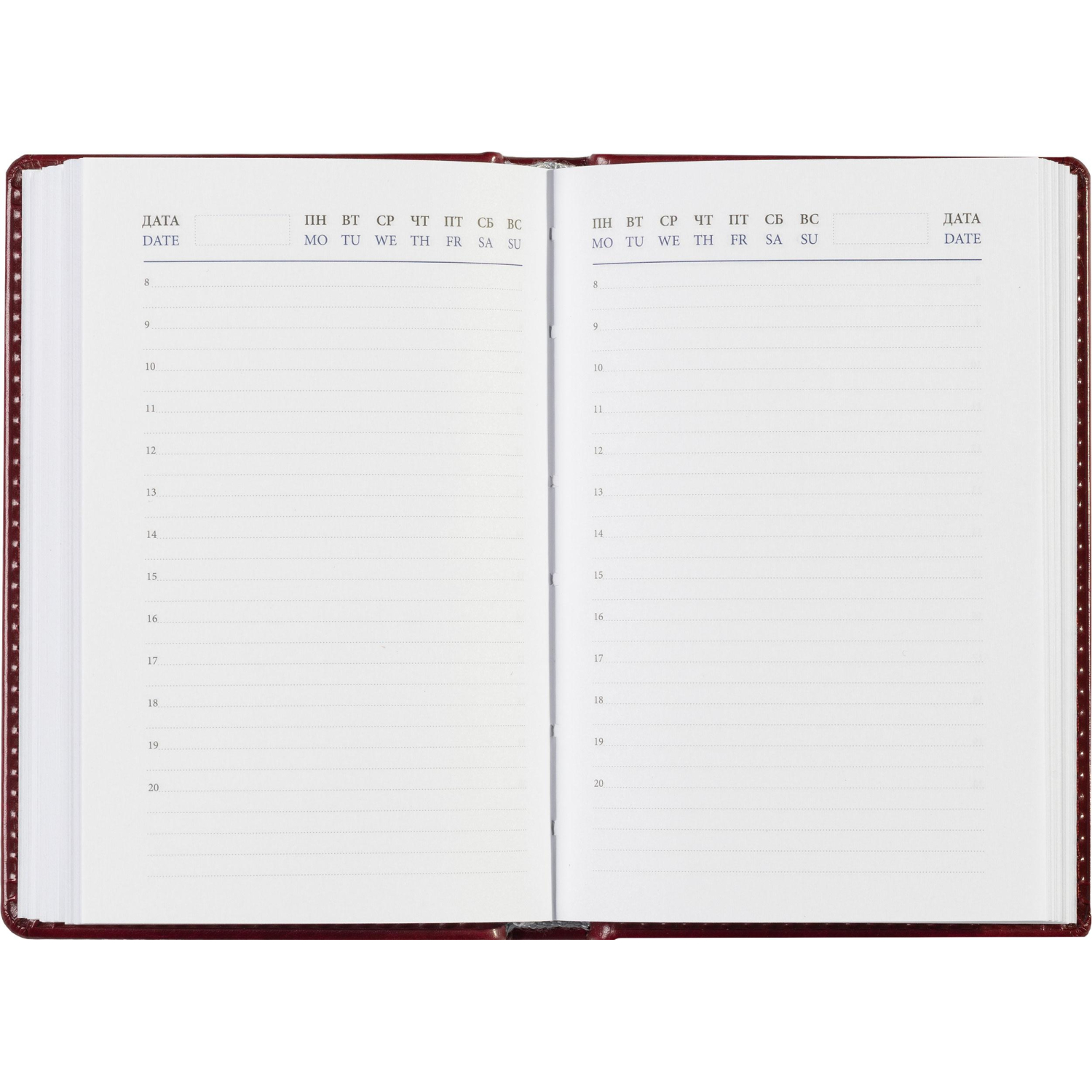 Ежедневник недатированный бордо, А6,100x150, 320стр, Agenda - фото 17
