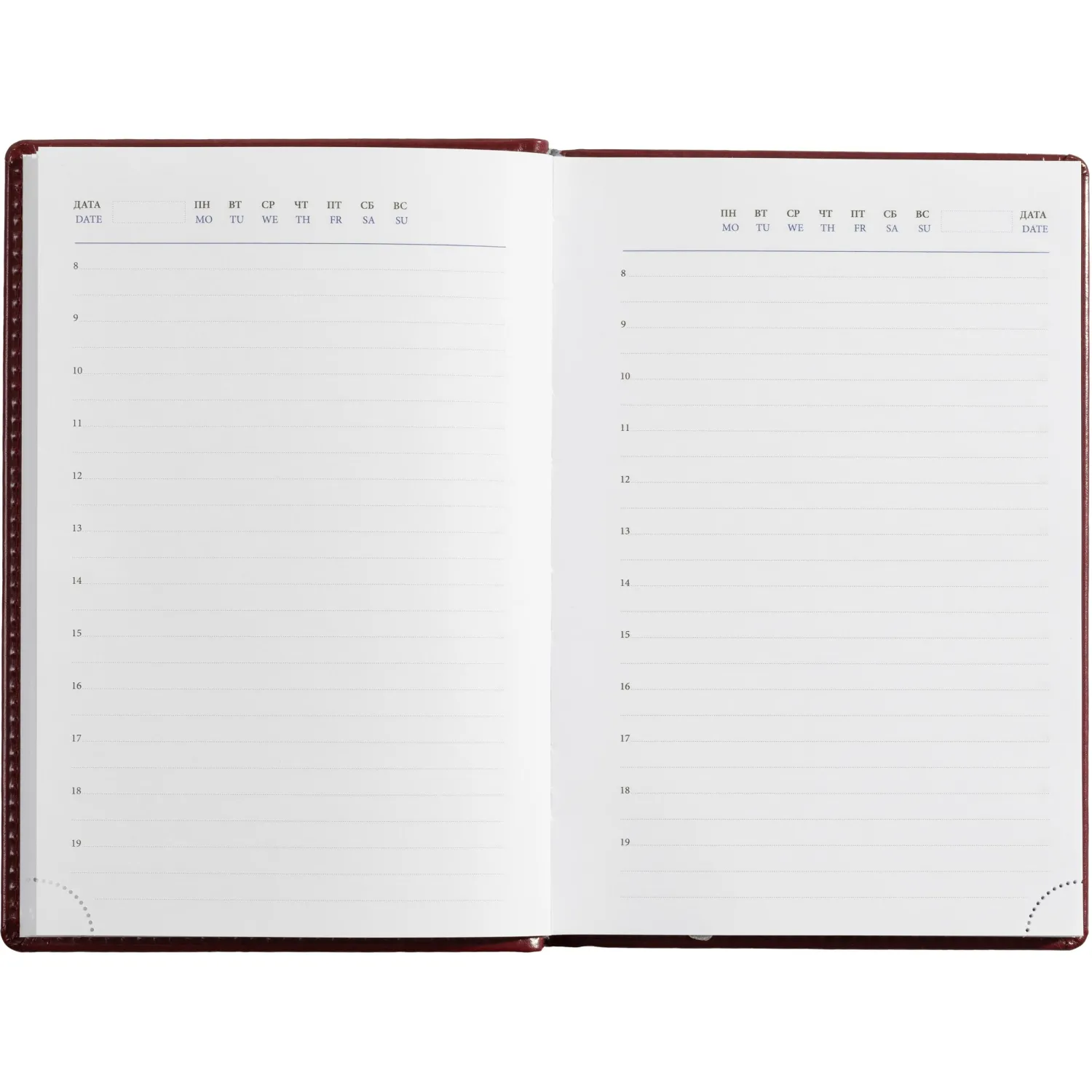Ежедневник недатированный бордо,А5, 148x218, 352стр, Agenda - фото 17
