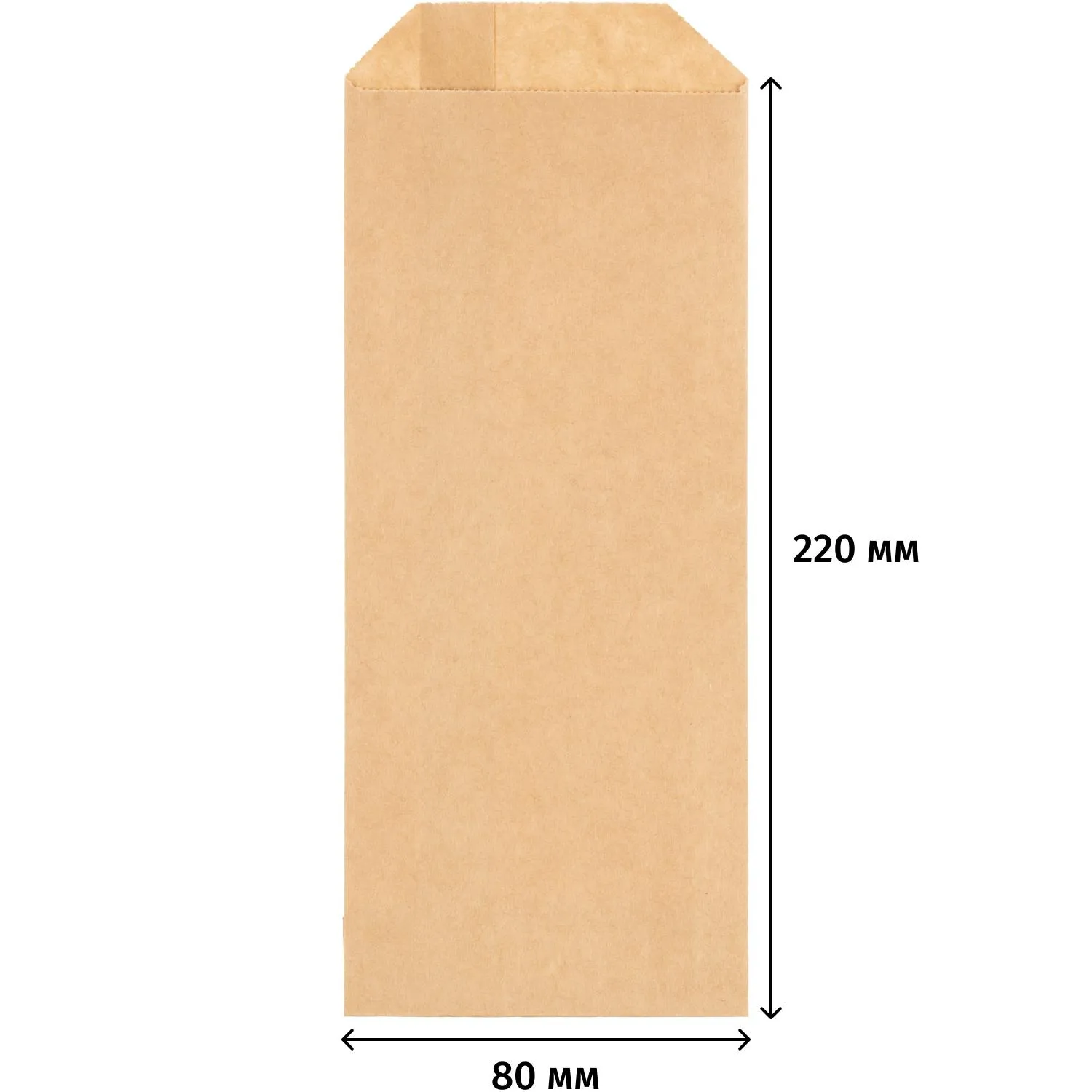 Пакет бумажный  80x20х220, 70 гр/м2, крафт, коричневый, 500 шт/уп - фото 4